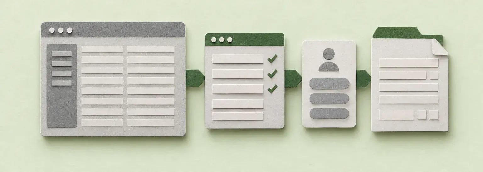 An existing application connects to payroll, employee self-service and tax-filing panels.