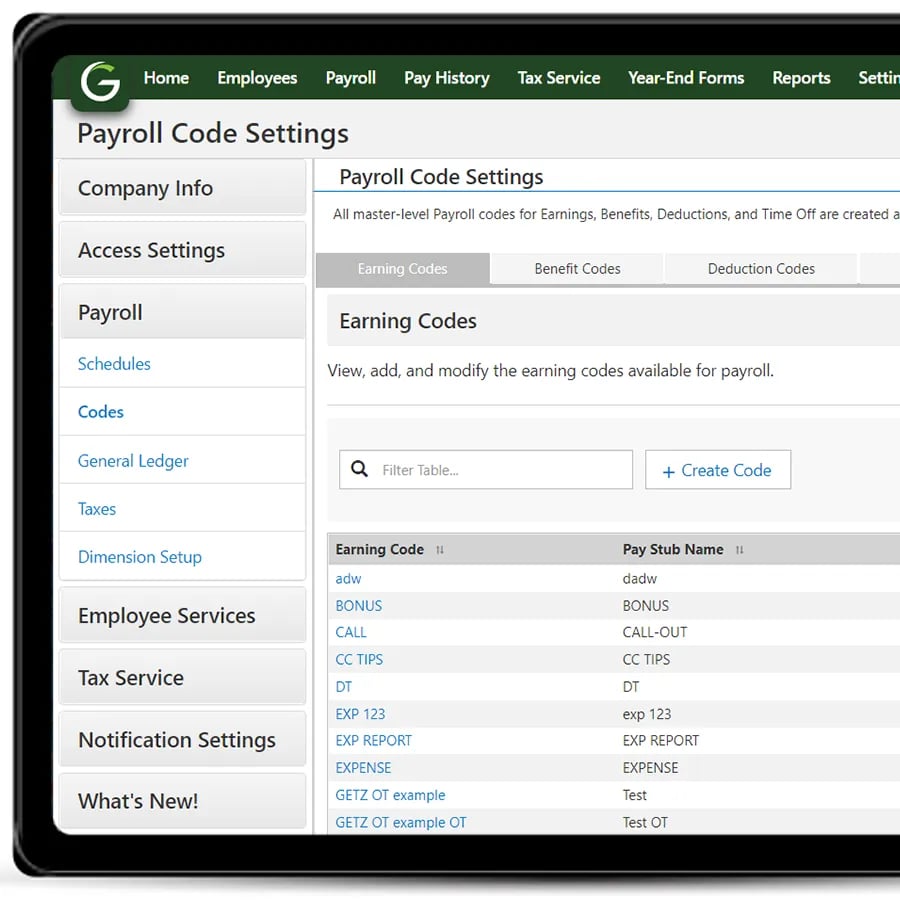 Payroll Code Defaults and Maximums