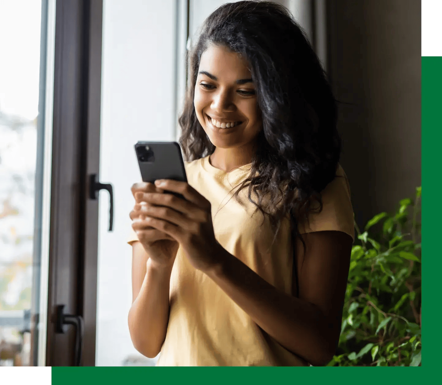 woman working on timecard from phone