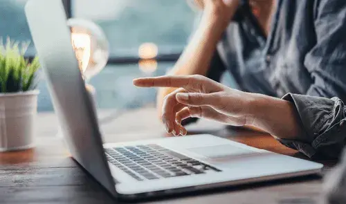 person using computer to view payroll and hr information