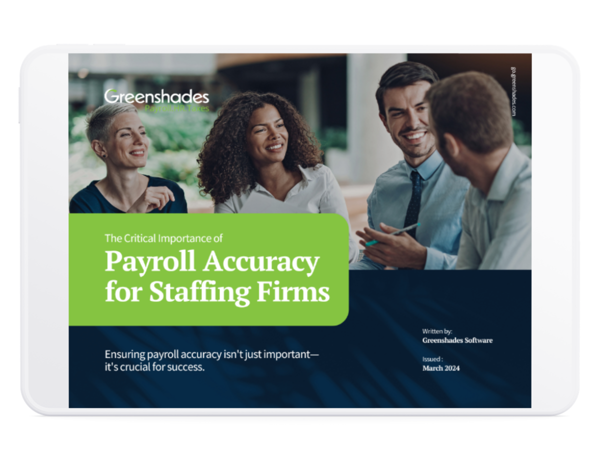 Payroll Accuracy for Staffing ebook in a tablet