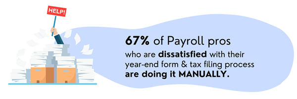 67% of Payroll pros who are dissatisfied with YEF are doing it manually