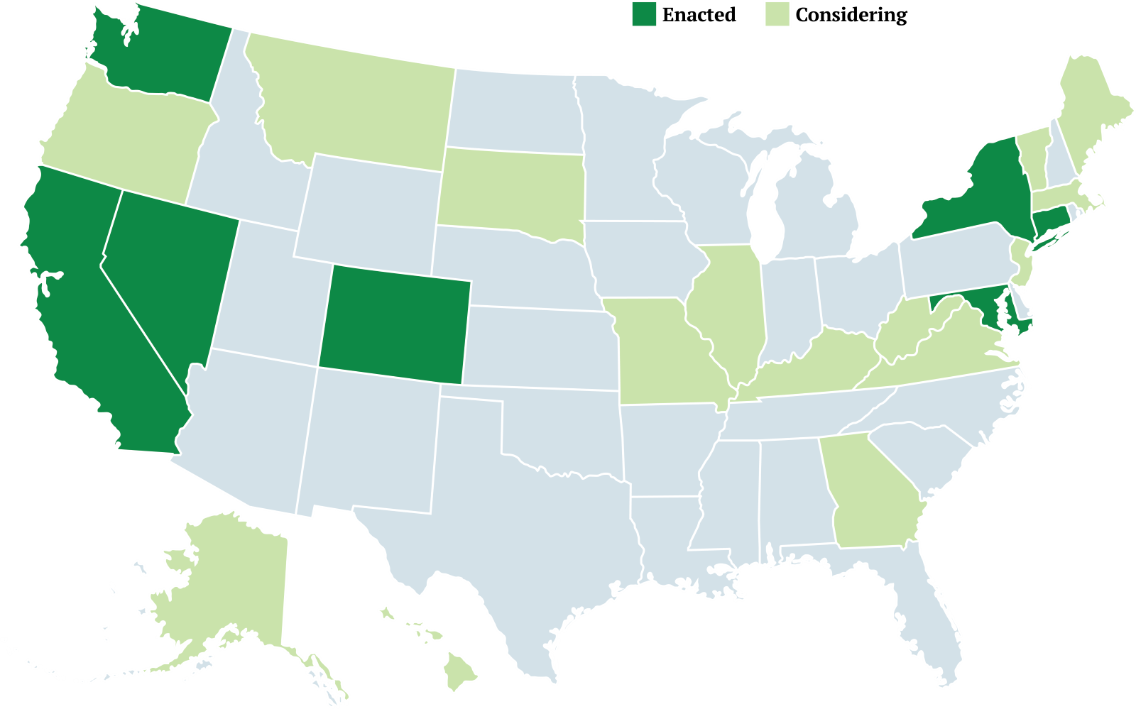 map of the us showing pay transparency laws