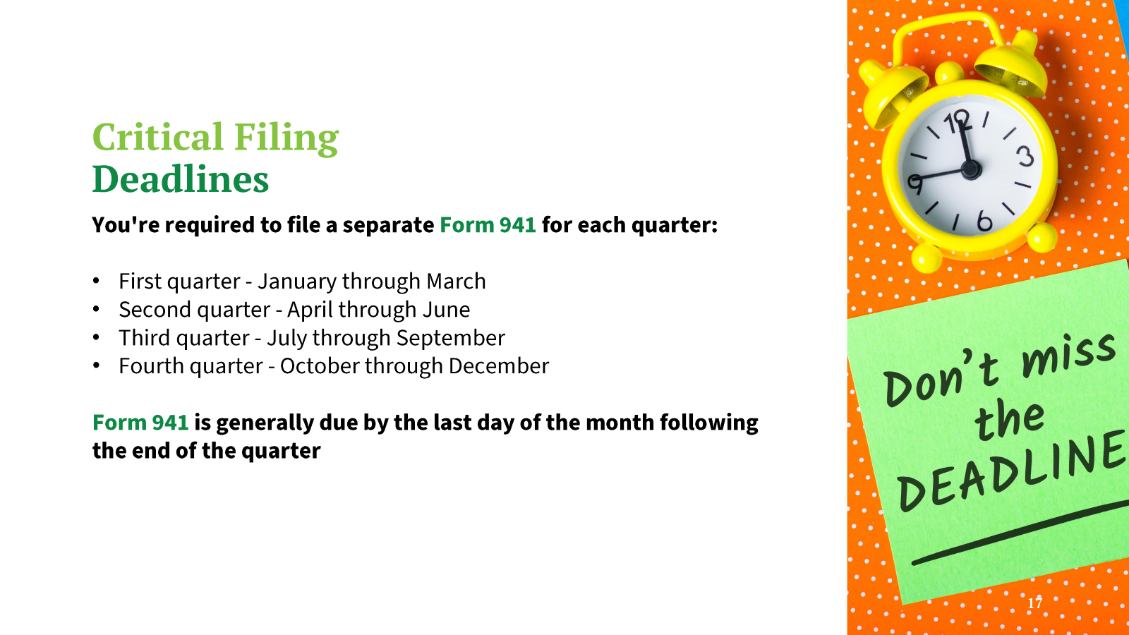 deadlines for 941 forms