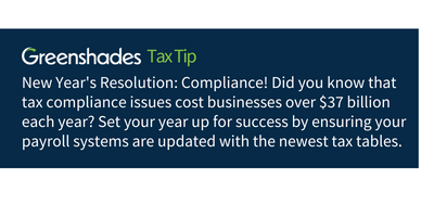 Greenshades tax tip from Jan 2024 calendar page