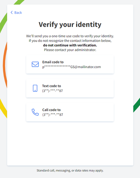 screenshot of the identify verification in Green Employee