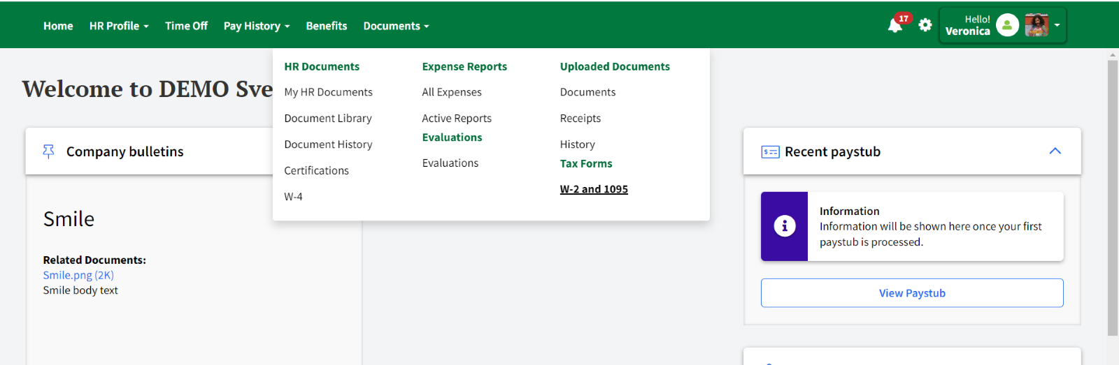 Screenshot showing documents within Green Employee