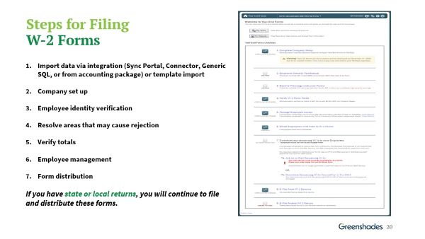 steps to filing w-2s with greenshades