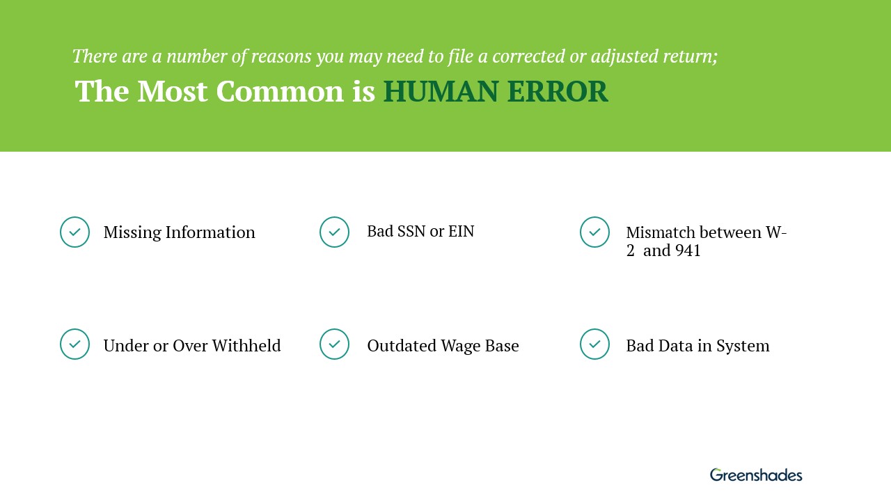 reasons for filing a corrected or adjusted return