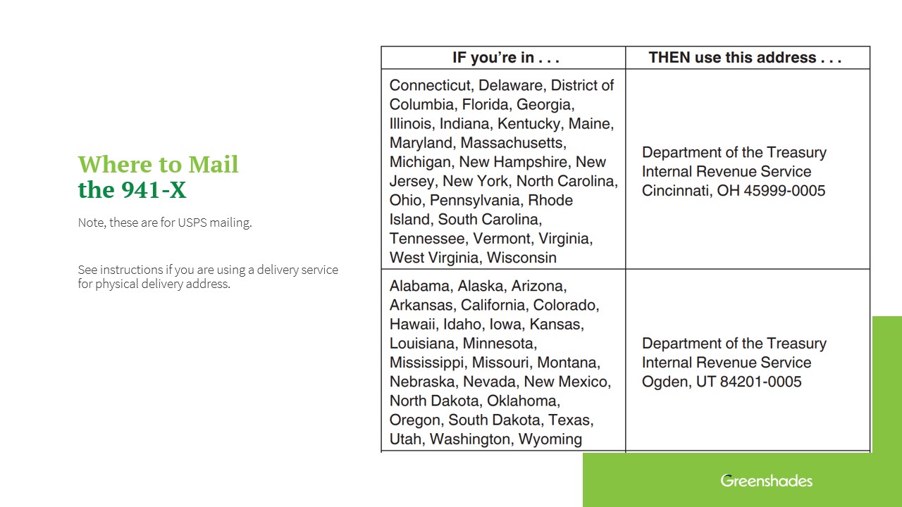 where to mail form 941-X