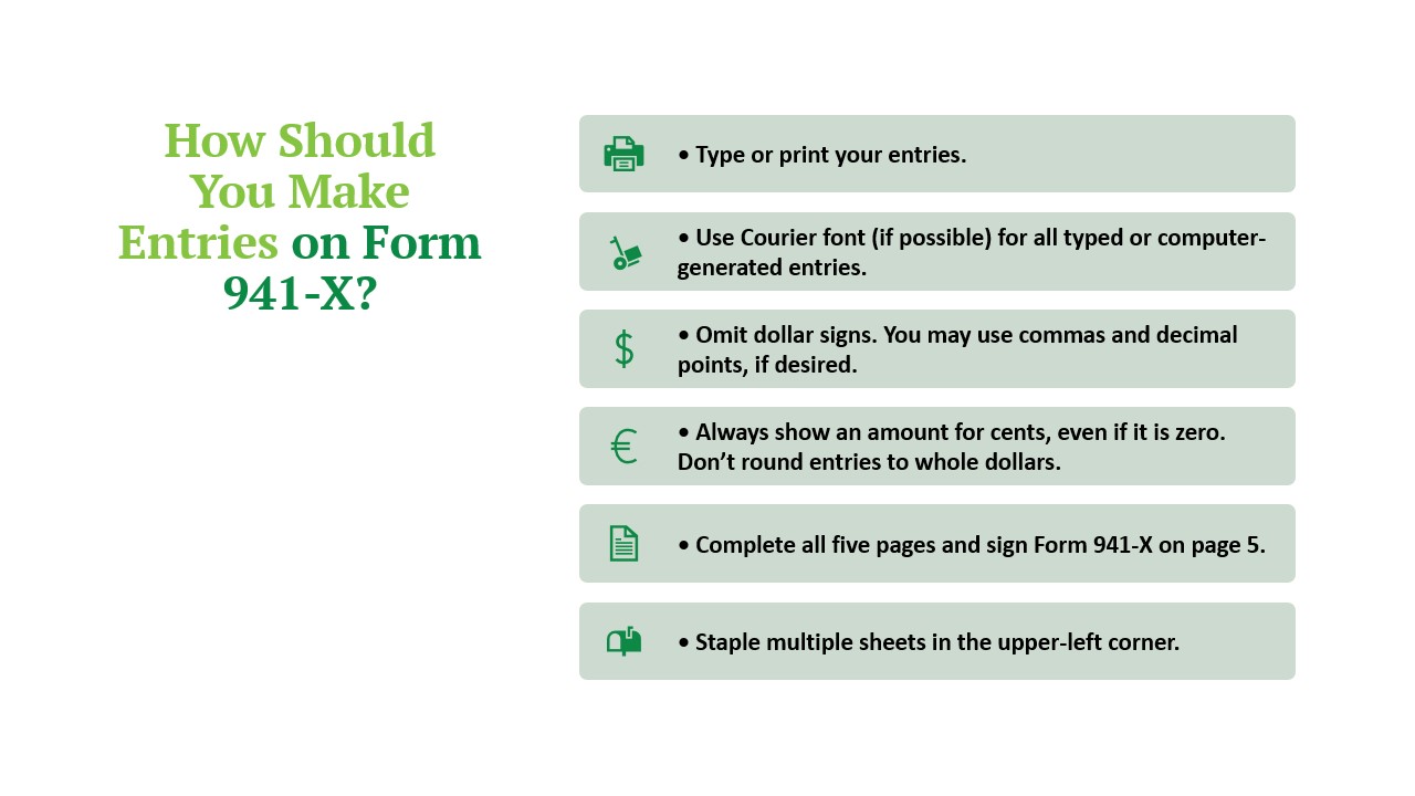 making entries on form 941-X