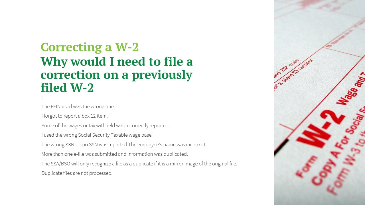 reason to correct a W-2