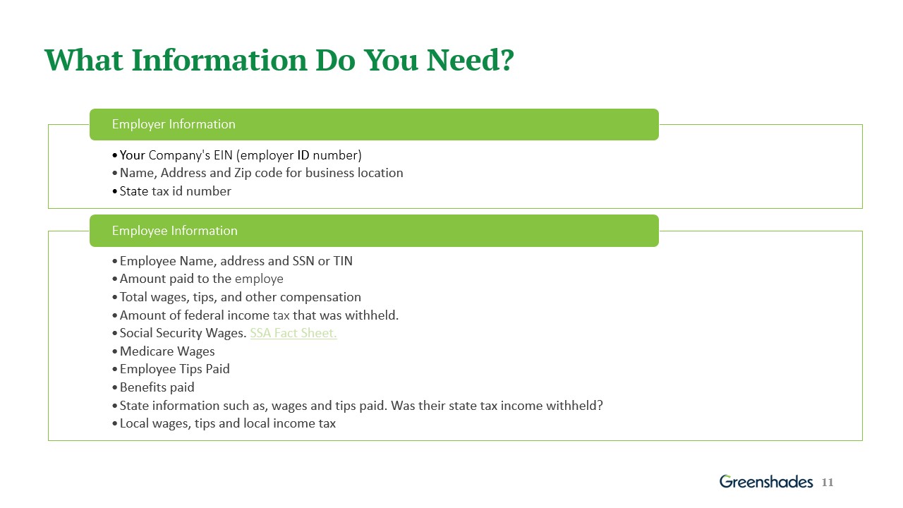 info needed for payroll